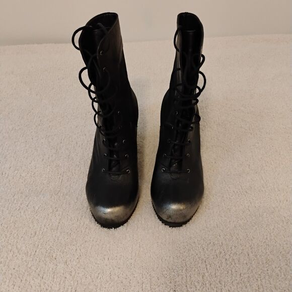 John fluevog boots Studded Wedge Goth Punk Metal Rock Band Grunge womens Sz 8 - Picture 3 of 12